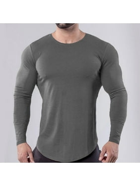Slim Fit Shirt for Men,Mens Fashion Gradient Color O Neck Long Sleeve Muscle T-Shirt Tops Blouse Pullover Tee Shirts